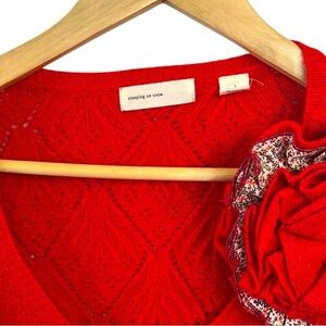 Anthropologie Red Sweater Cardigan